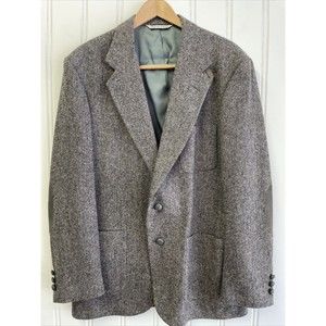 STAFFORD MENS Vintage 42L BROWN 100%‎ VIRGIN WOOL TWEED SPORT COAT BLAZER